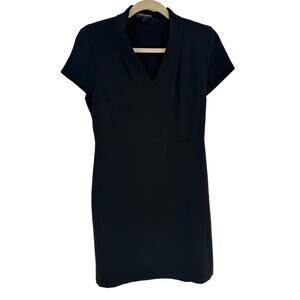 Banana Republic Black Sheath Dress Short Sleeve Knee Length V-Neck Party Vacay 4